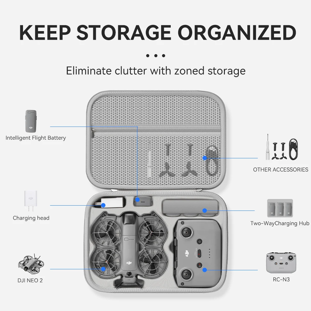 Drone Hard Shell Case - Travel Organizer Bag for DJI NEO